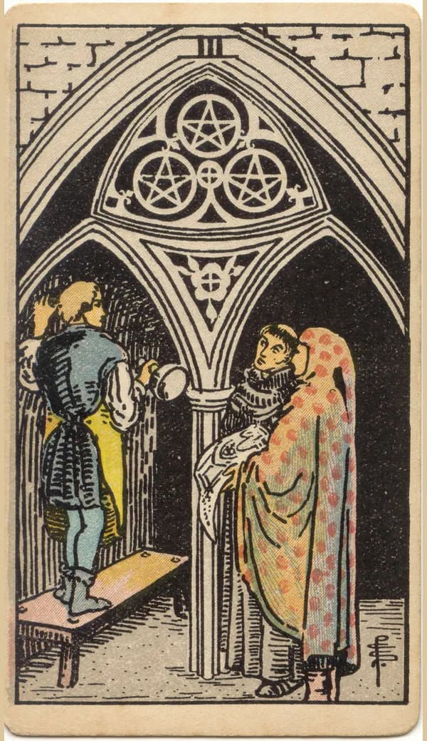 Three of Pentacles, tarot card